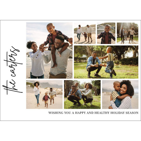 Vertical Name Flat Holiday Photo Cards